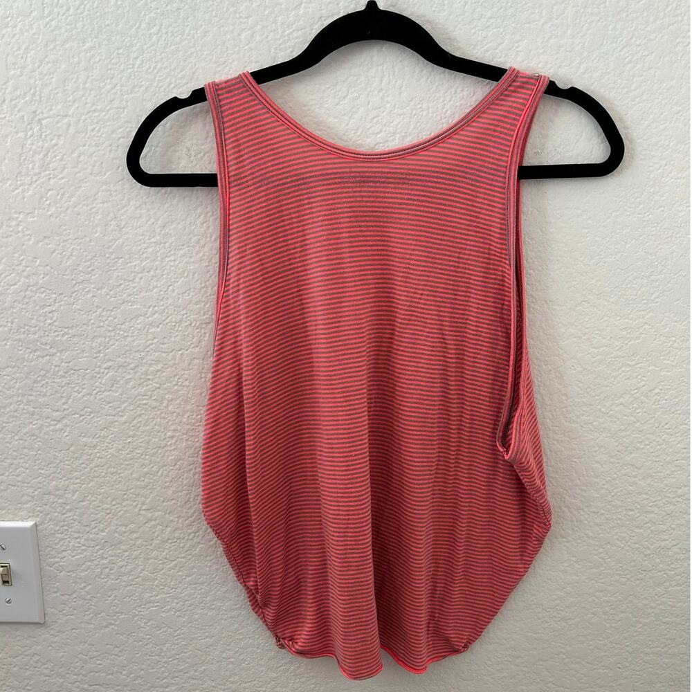 We The Free People Striped Sedgwick Tank Top Shirt Coral Gray Oversized Size XS - Picture 5 of 10